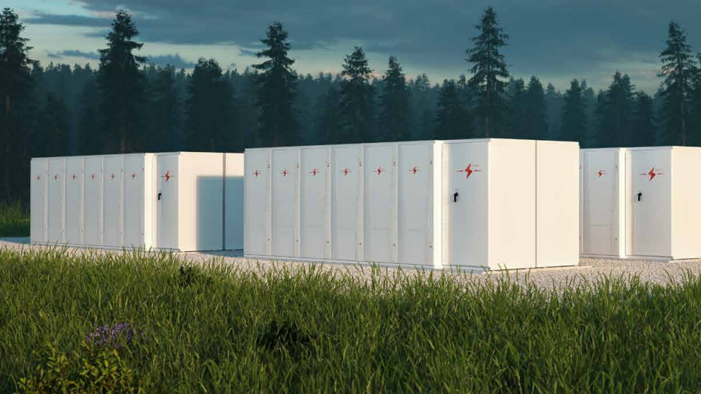 We can see an artist's impression of three large white containers, similar to those used for shipping.