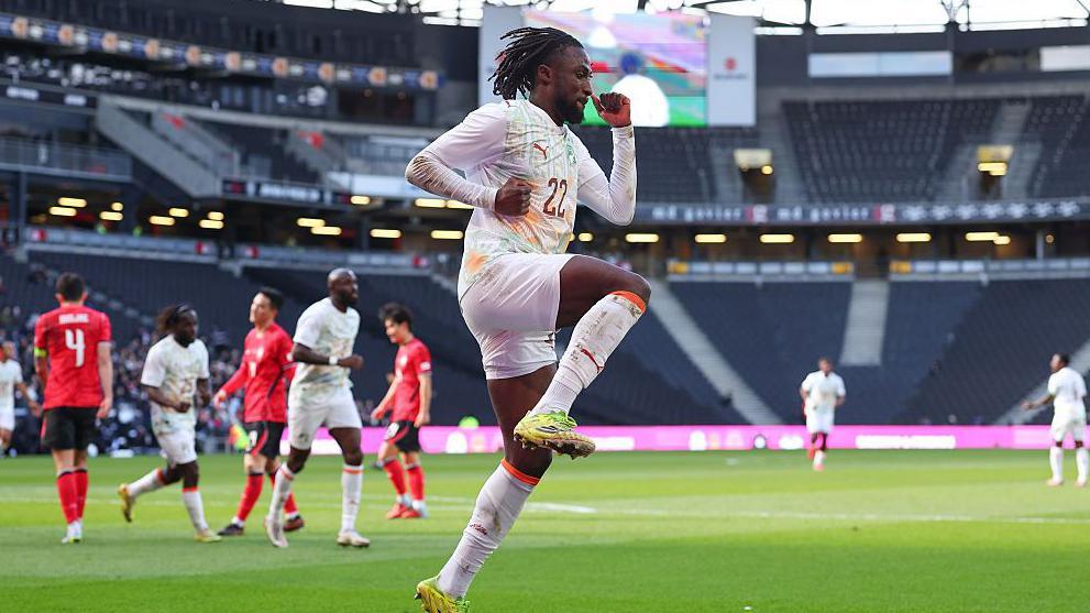 Evann Guessand of Crystal Palace was on target for Ivory Coast in the 4-0 win over South Korea in Milton Keynes