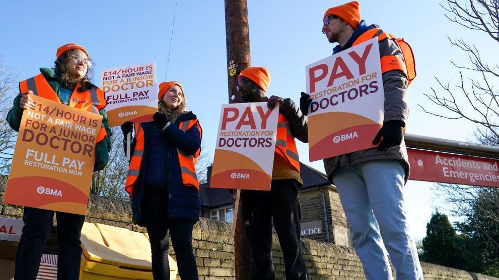 Striking junior doctors outside Huddersfield Royal Infirmary during previous action