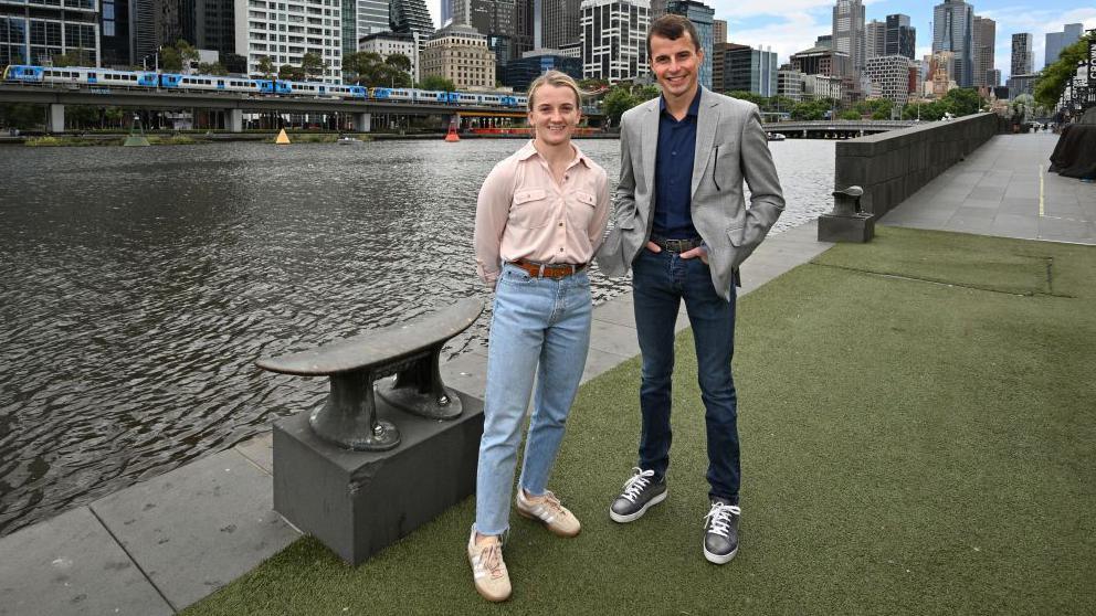 Jockeys Hollie Doyle and William Buick before the Melbourne Cup