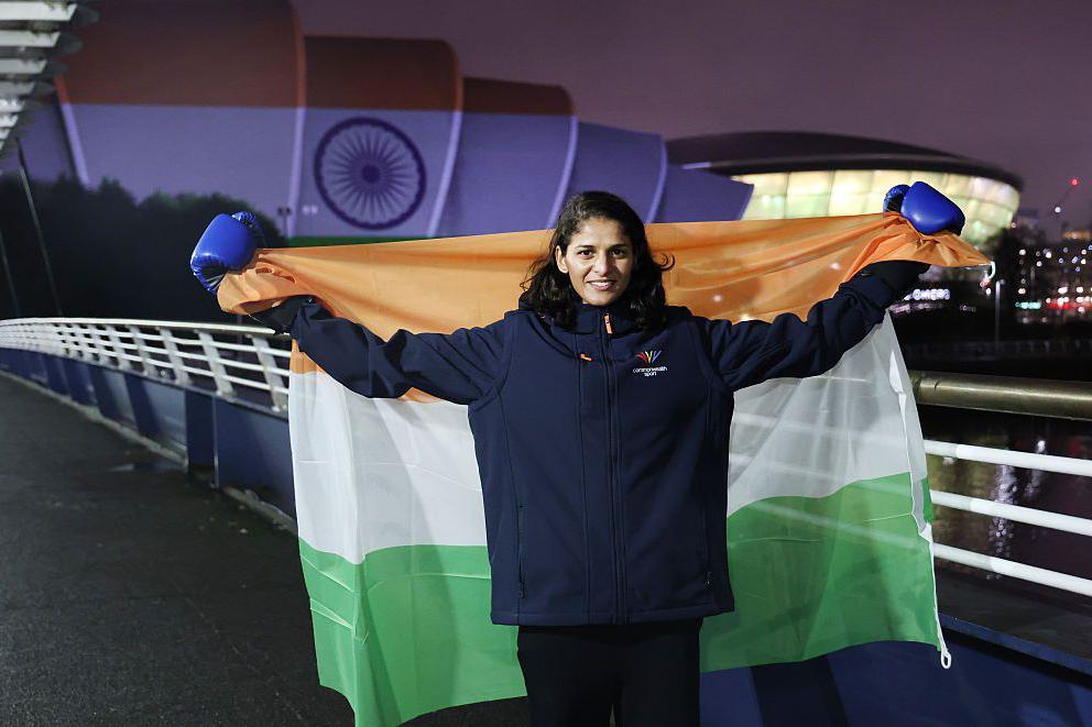 Team India boxer Jaismine Lamboria poses in front of The SEC Armadillo as Amdavad is named as host city for the 2030 Centenary Commonwealth Games at the General Assembly on November 26, 2025 in Glasgow, Scotland. (Photo by Ian MacNicol/Getty Images for Commonwealth Sport)