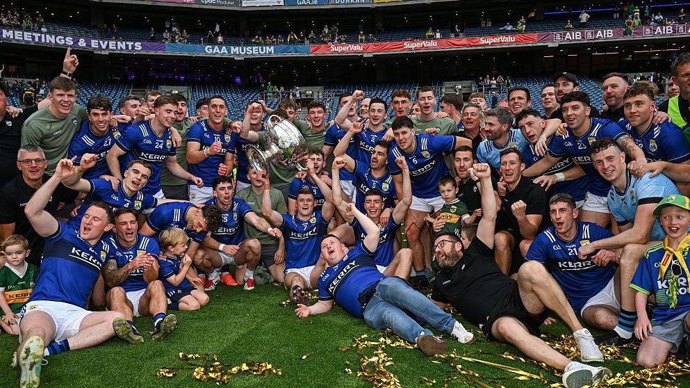 Kerry celebrate with the Sam Maguire Cup