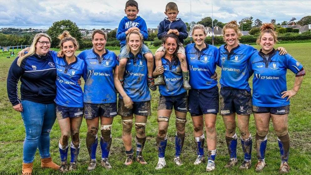 Lisa Neumann with her Haverfordwest RFC team mates