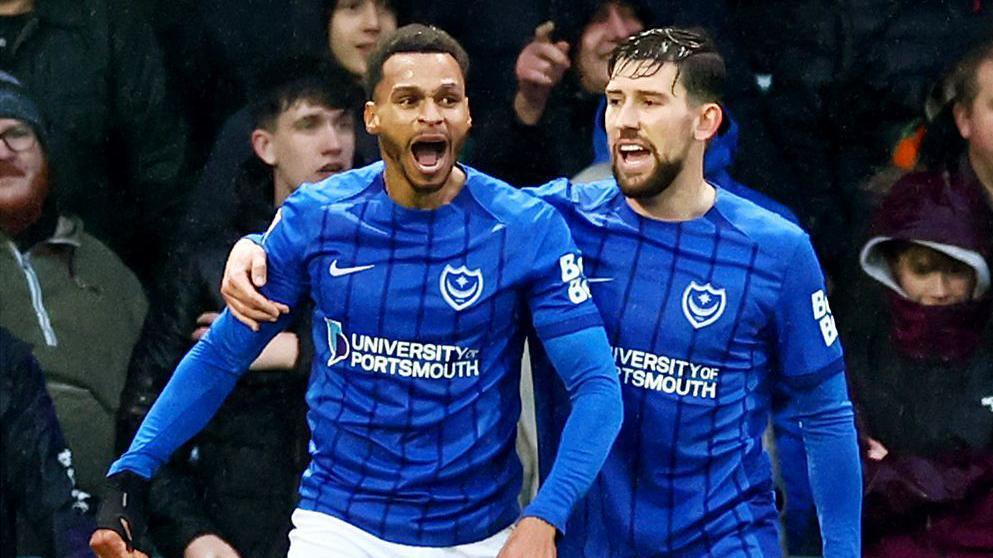 Josh Murphy celebrates with Callum Lang