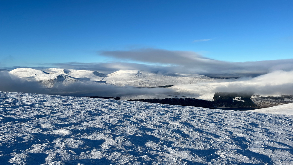 A snowy mountain range