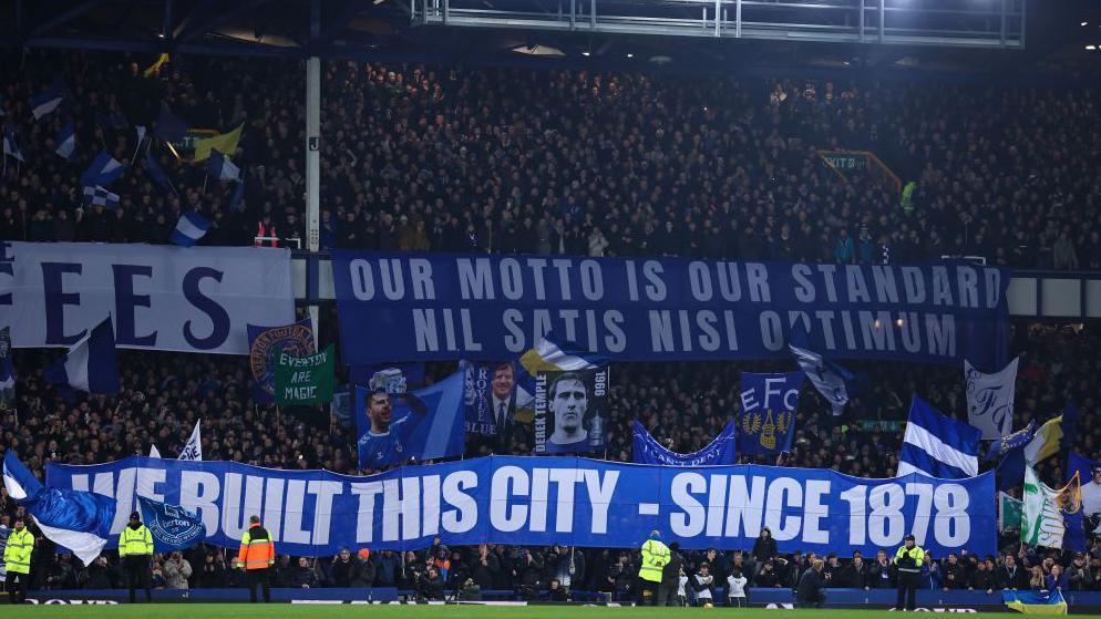 Goodison Park's Gwladys Street End was in full cry for the final Merseyside derby at the stadium