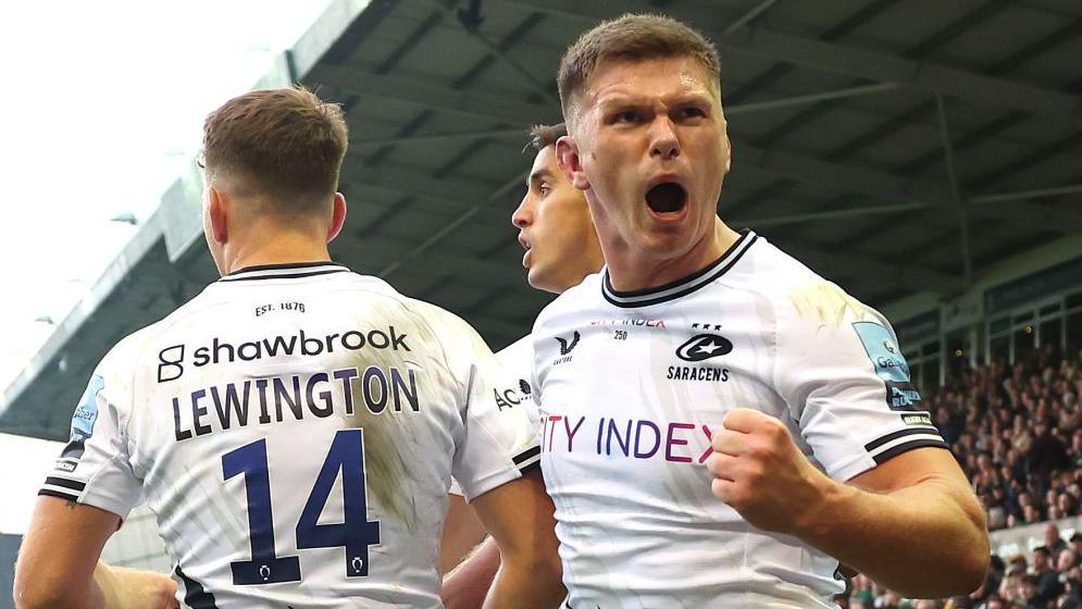 Owen Farrell celebrating