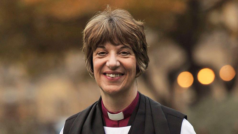 The Bishop of Gloucester, Rt Revd Rachel Treweek, wearing her black gown. 