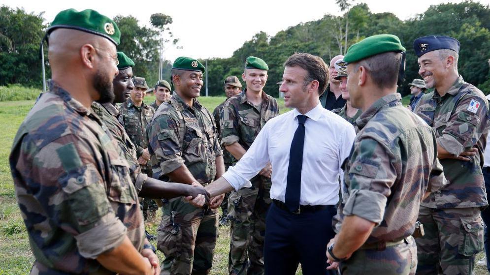 As president, Emmanuel Macron is commander in chief of the armed forces (file pic)