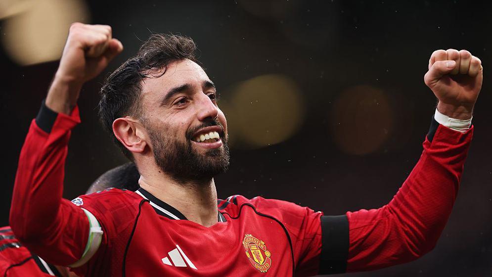 Bruno Fernandes celebrates a goal