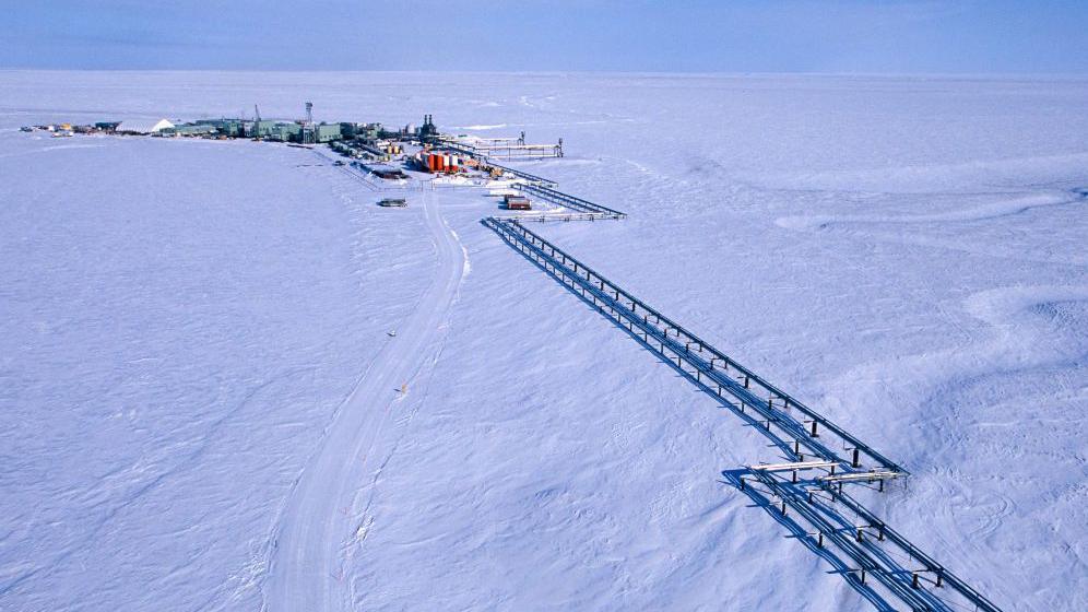 A US oil facility near the north coast of Alaska, way above the Arctic Circle