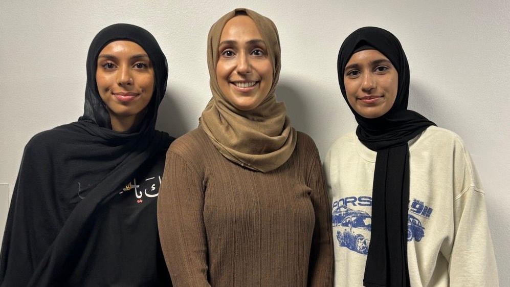 Sadia Hussain flanked by Leya and Haleema