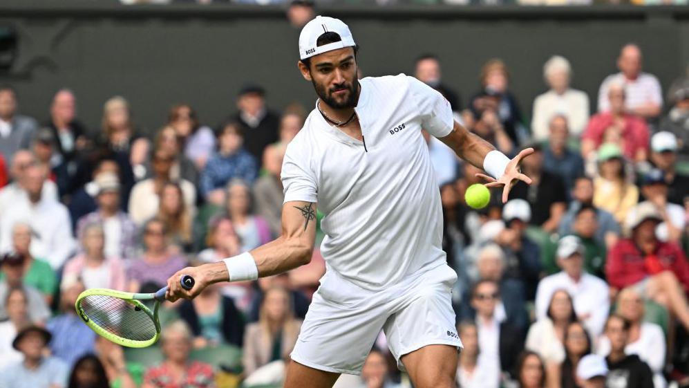 Matteo Berrettini prepares to strike a forehand