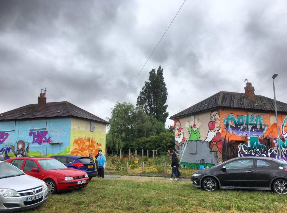 Graffiti on the houses