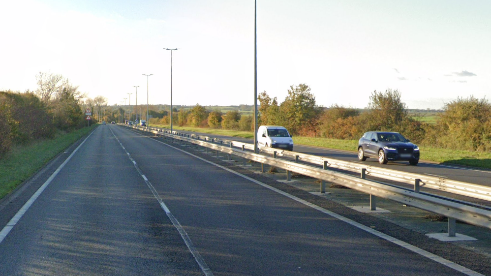 A Google Street image of the westbound A299 near Saint Nicholas-at-Wade. There are cars travelling on one side of the road. 