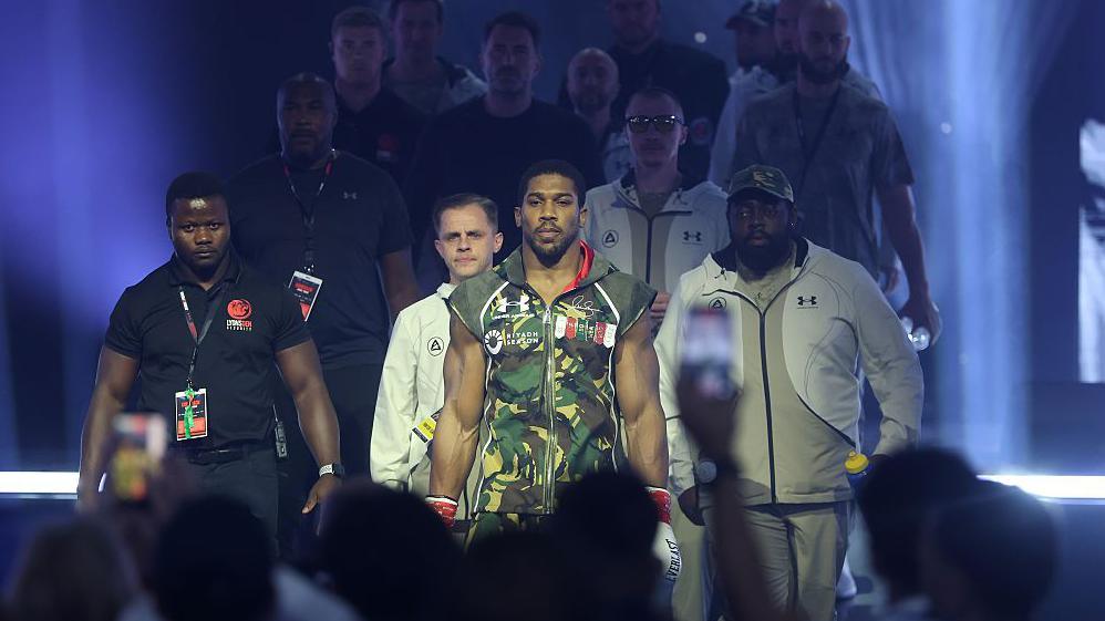 Anthony Joshua walking to the ring