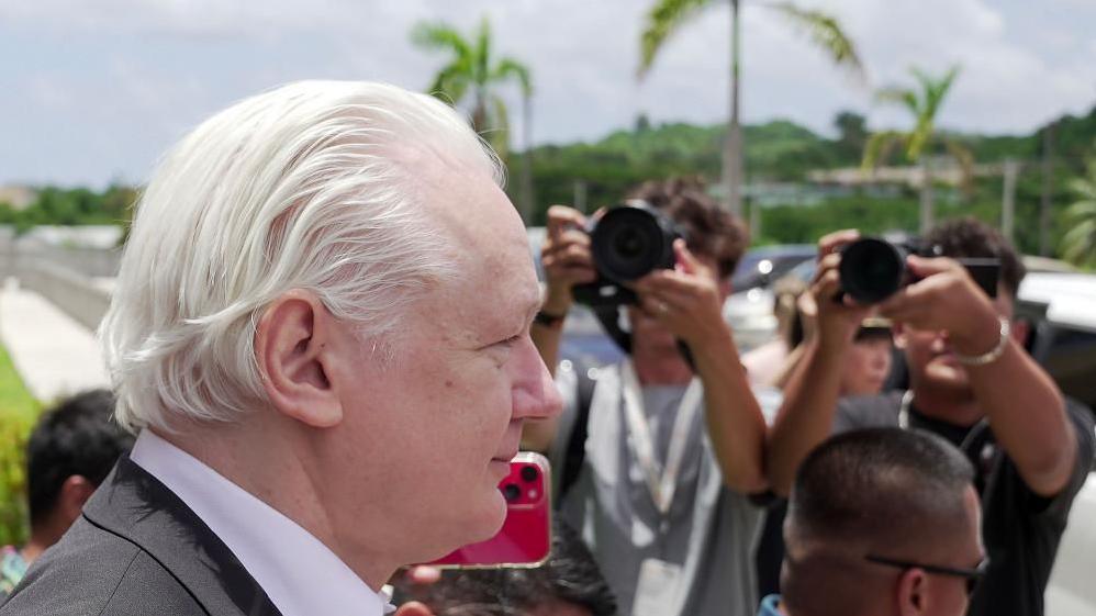 WikiLeaks founder Julian Assange leaves the United States District Court for the Northern Mariana Islands on the island of Saipan in the Northern Mariana Islands, a commonwealth of the United States, 26 June 2024.