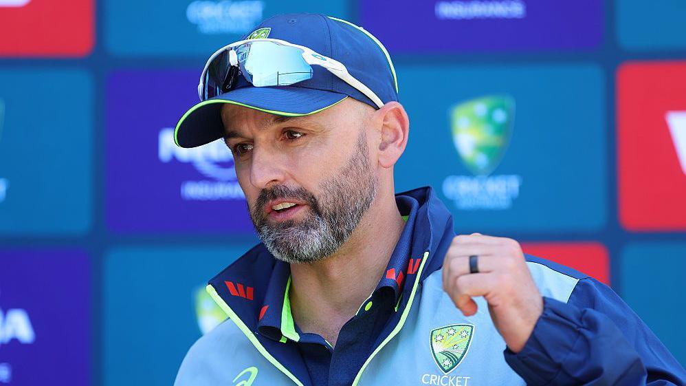 Nathan Lyon during a press conference