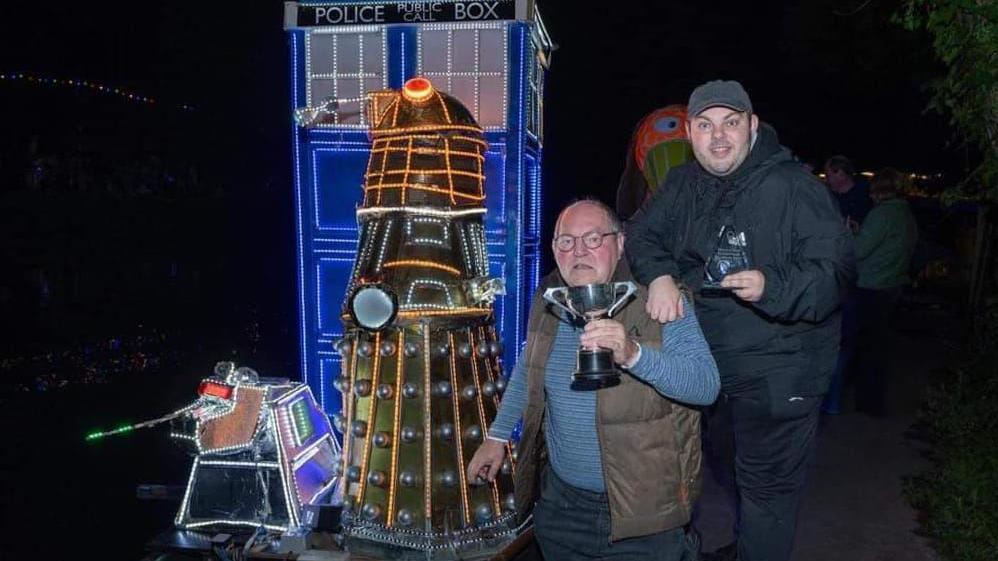 Ian and Mark Page with their Doctor Who-themed boat 