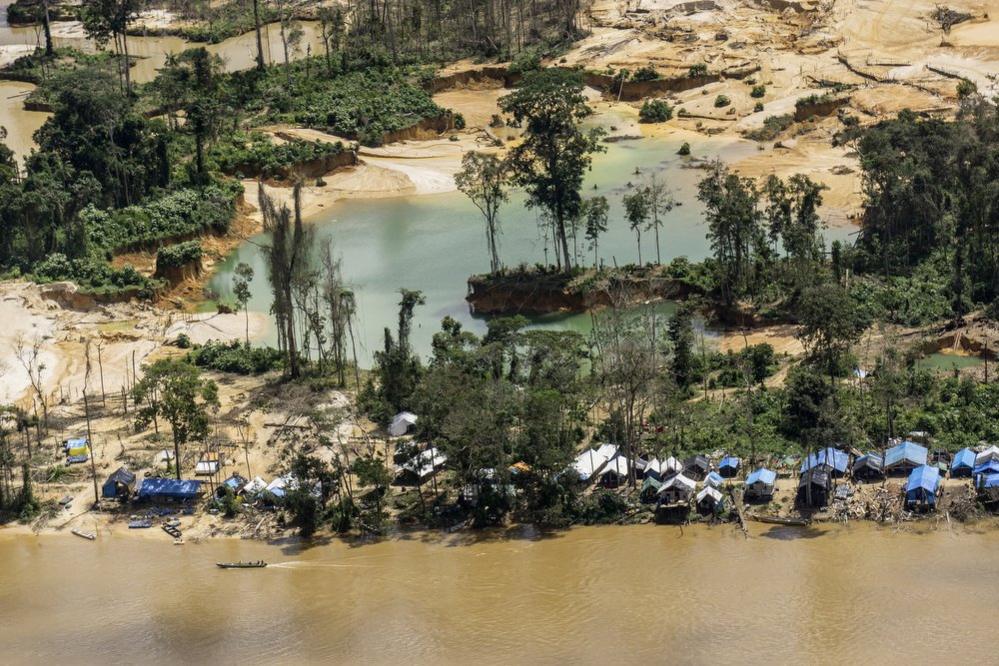 An aerial view of the area affected by mining