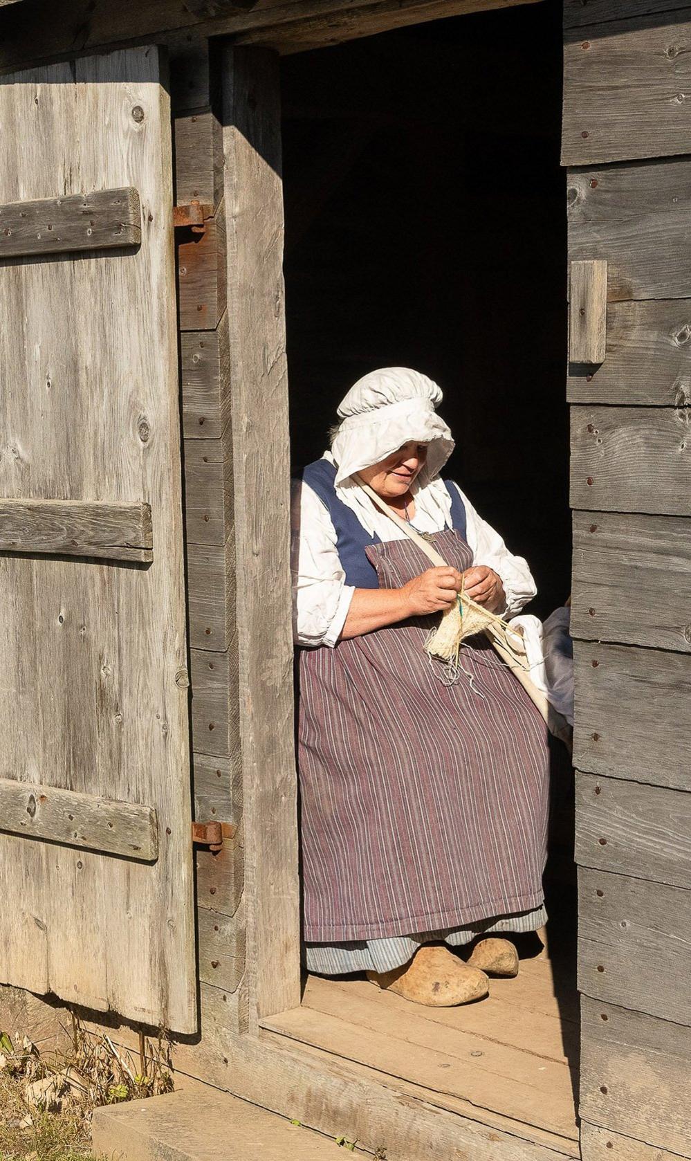 Woman knitting