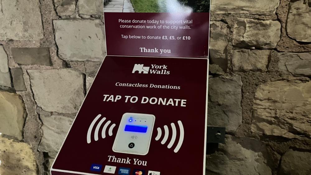 A card reader set into a plastic mount in Bootham Bar.