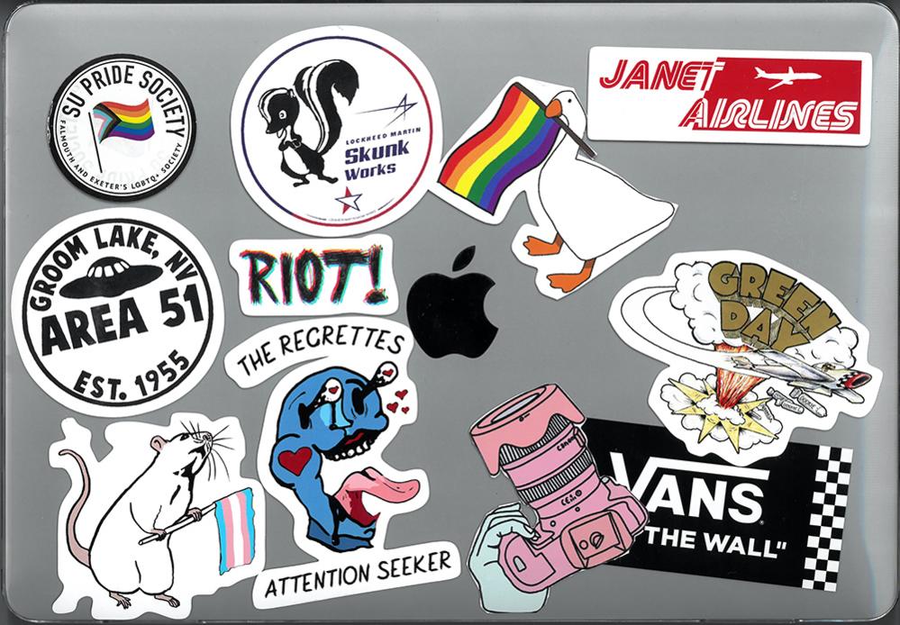 Laptop with a range of stickers