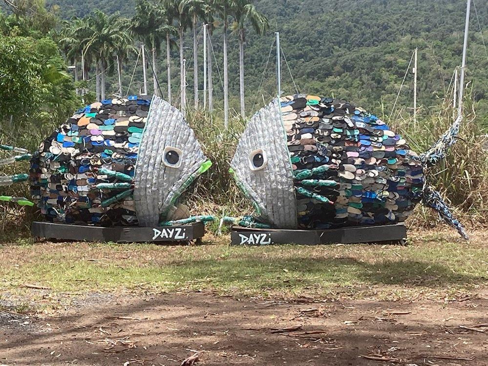 Sculpture made of flip flops