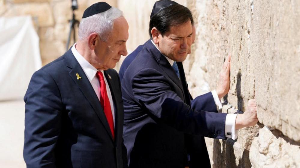 US Secretary of State Marco Rubio and Israeli Prime Minister Benjamin Netanyahu visit the Western Wall