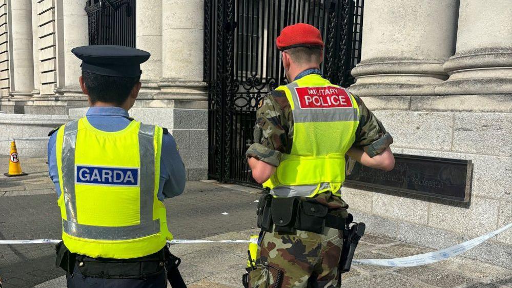 Police officers at cordon outside the Department of the Taoiseach (Irish PM)