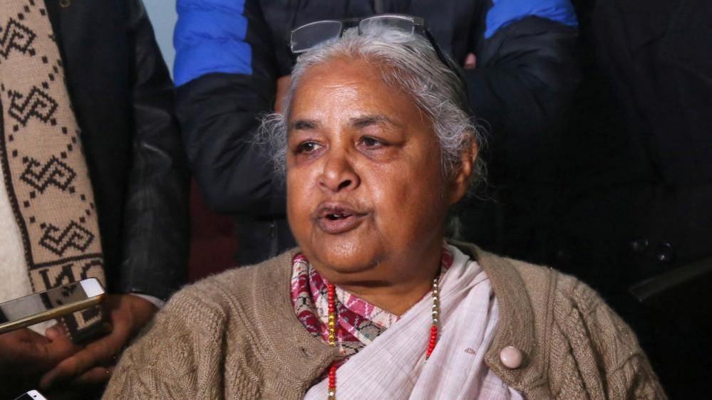 Sushila Karki speaks to reporters. Photo: January 2019
