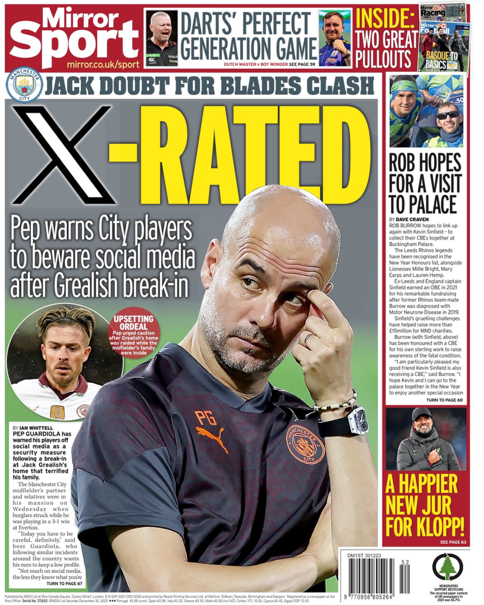 Mirror back page - Saturday 30 December 2023