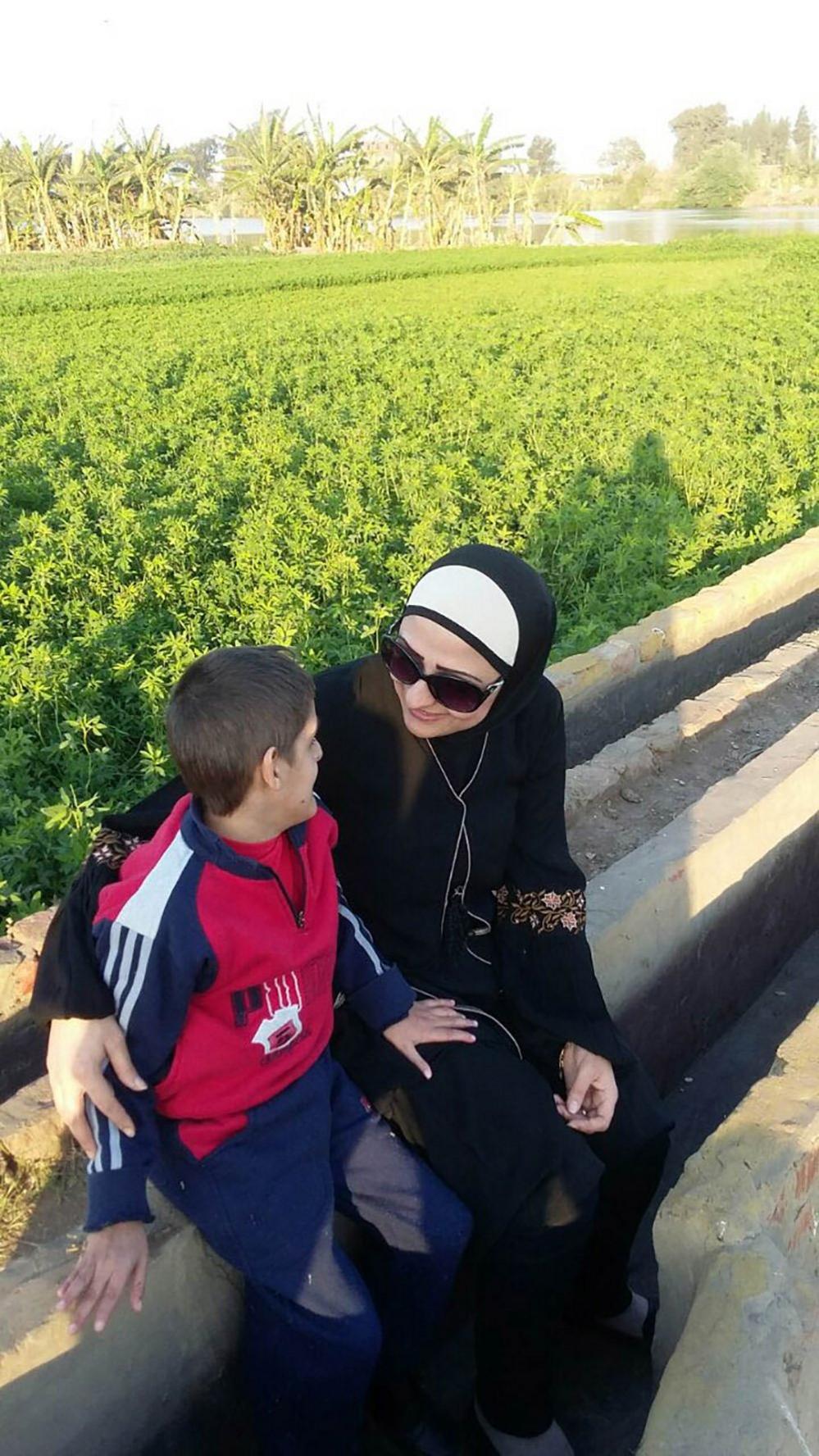 Nisreen Barazi and her son Abudi in Egypt