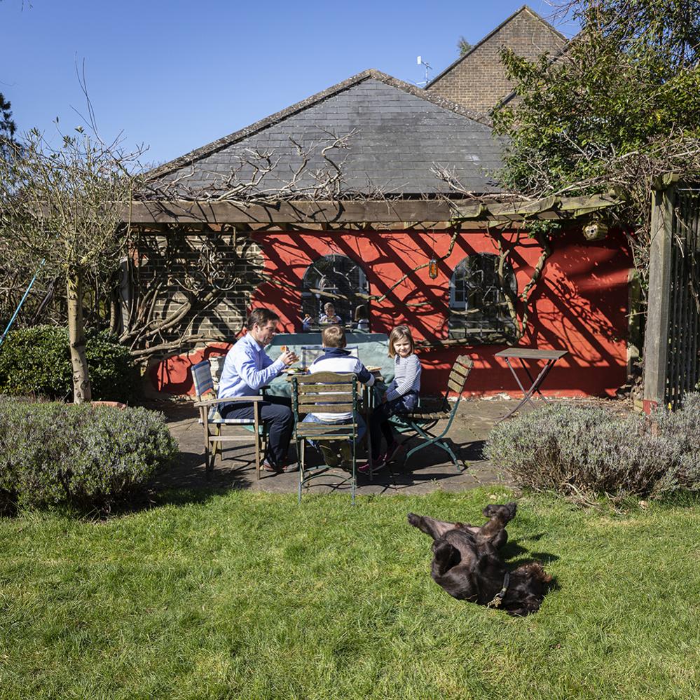 Family in garden