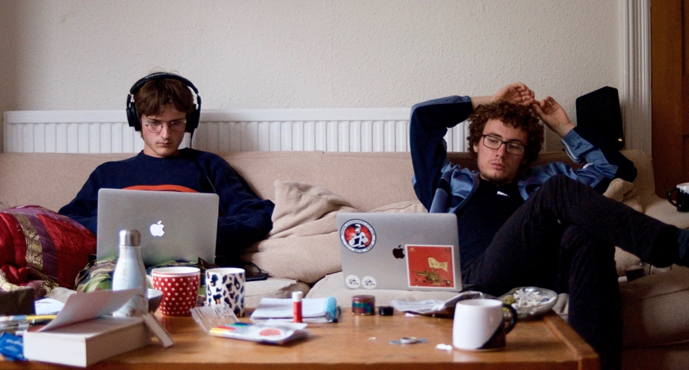 Students on the sofa