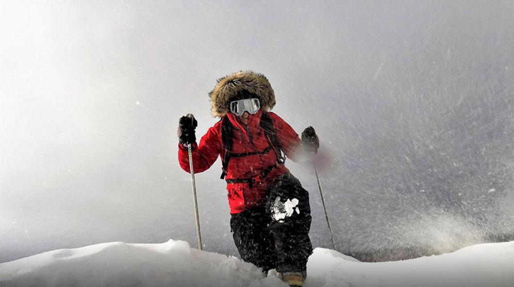 Walking through deep snow