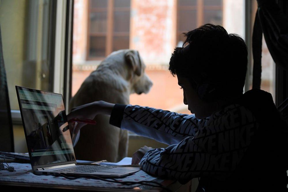 A boy with his dog