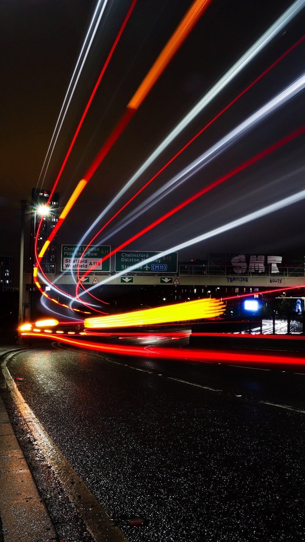 Blurred lights of traffic