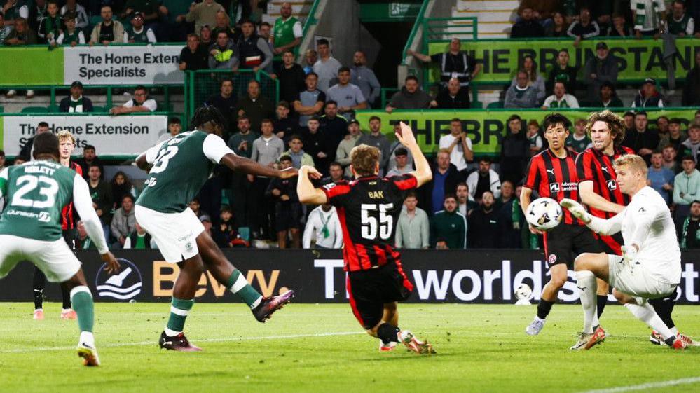 Rocky Bushiri scored the equaliser for Hibs 