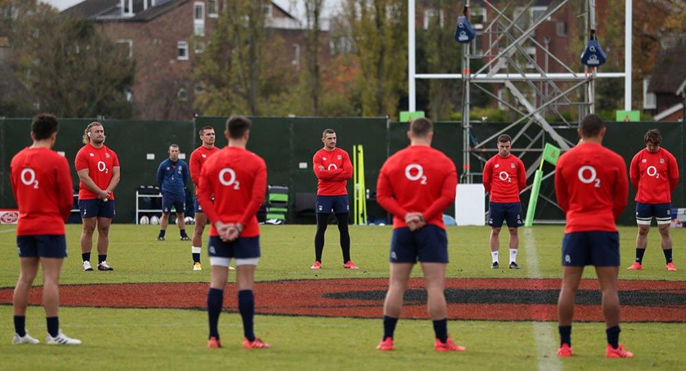 England players observes a moments silence