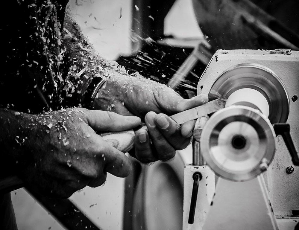 Turning wood on a lathe