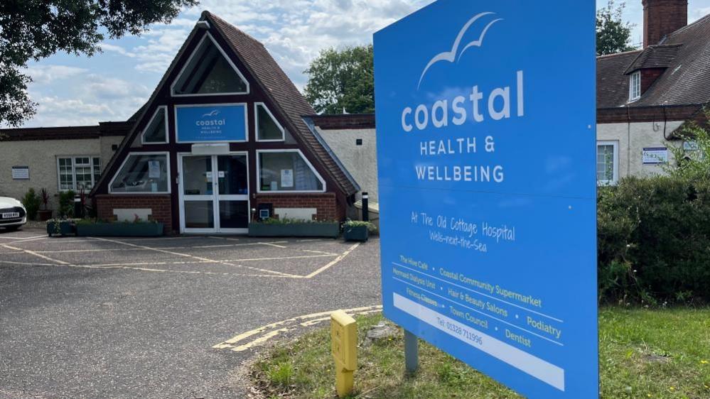 Wells Community Hospital entrance and sign