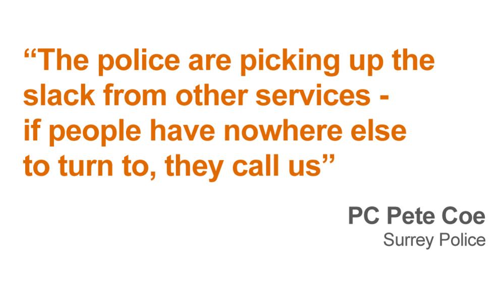 PC Pete Coe: "The police are picking up the slack from other services, if people have nowhere else to turn to, they call us."