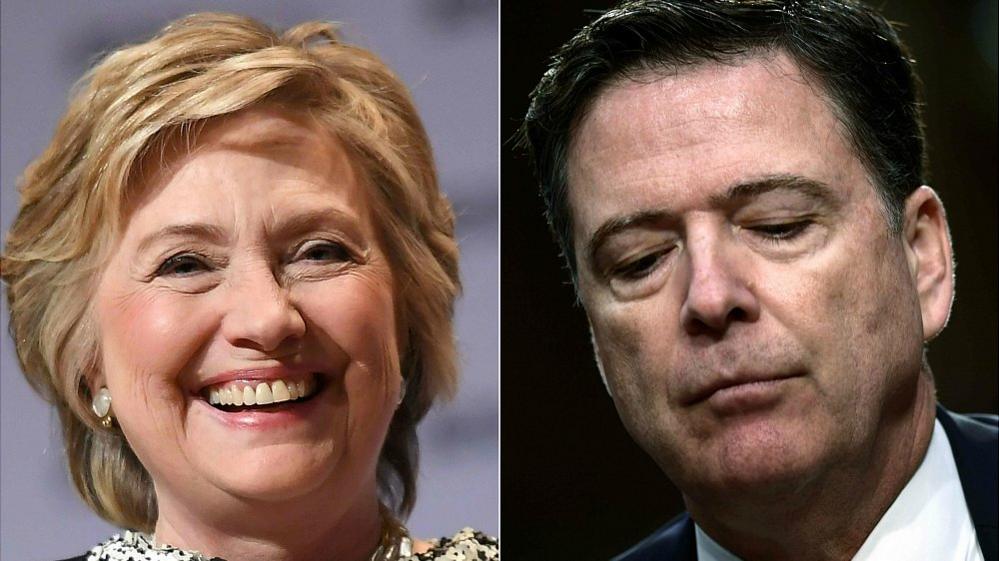 Composite image of Hillary Clinton and James Comey