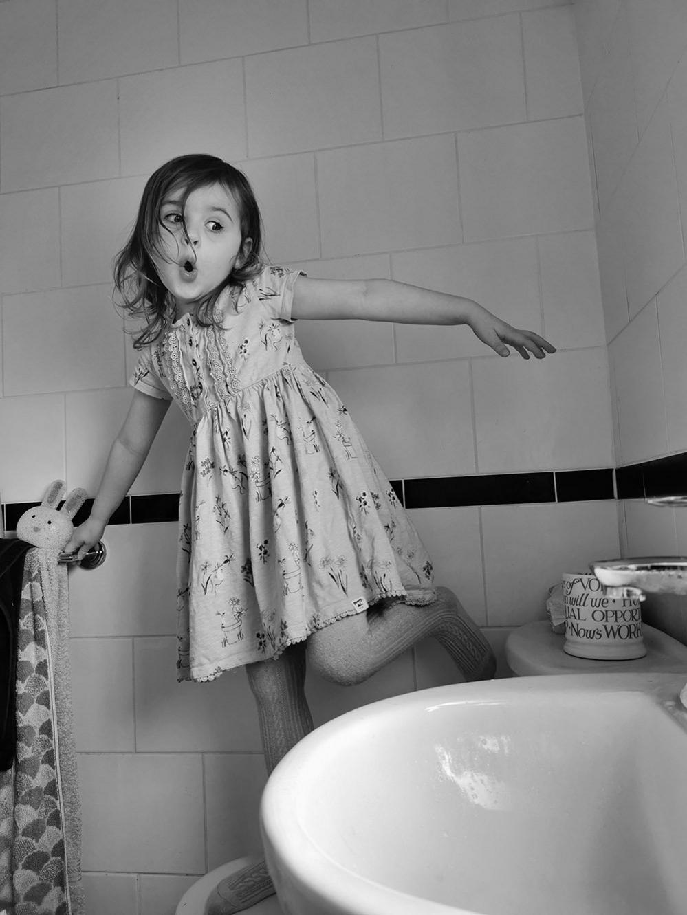 Child in bathroom