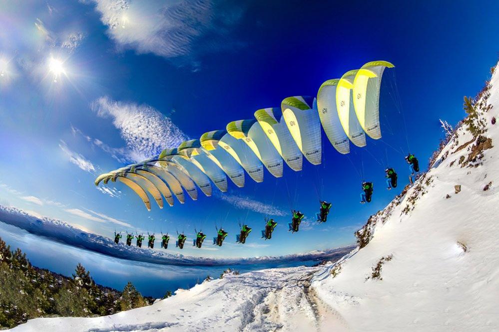 Multiple exposure of a paraglider