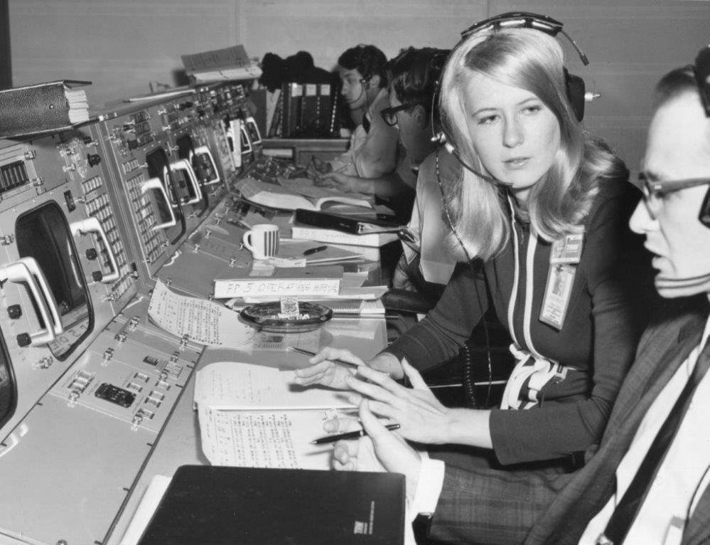 Frances 'Poppy' Northcutt + colleagues Apollo 8 Mission Control