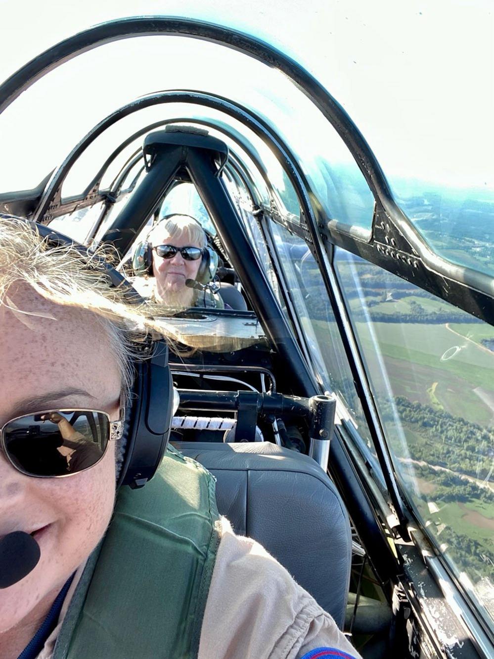 Piloting a T-6 trainer aircraft