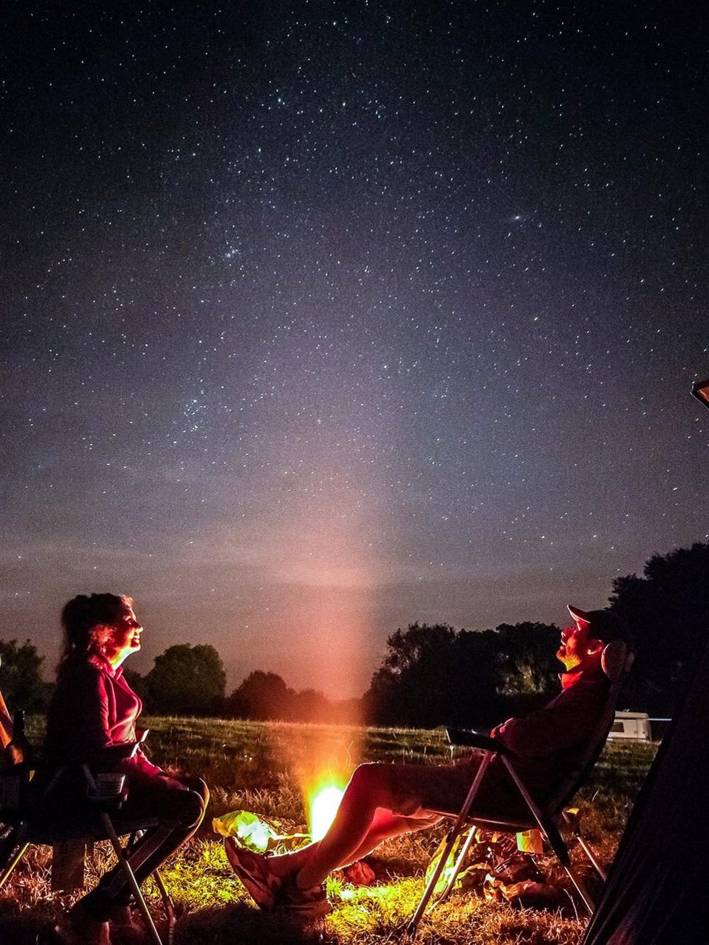 A campfire and the Milky Way