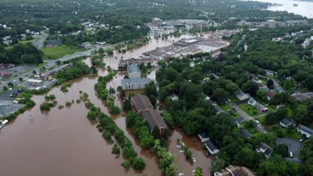 Extensive flooding covers an area after the heaviest rain to hit the Atlantic Canadian province of Nova Scotia in more than 50 years in Bedford, Nova Scotia, Canada July 23, 2023. Tyler Ford/Handout via REUTERS. THIS IMAGE HAS BEEN SUPPLIED BY A THIRD PARTY. MANDATORY CREDIT